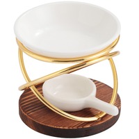Lampe à huile aromatique à combustion au bois, bougie chauffe-plat en fer, porte-bougie chauffe-plat en céramique, brûleur à huile d'aromathérapie, chauffe-cire pour encens