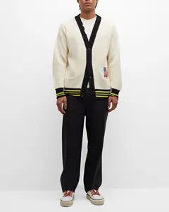 Оптовая продажа от производителя, Униформа с V-образным вырезом, вязаная одежда для мужчин, кардиган, свитер с вышивкой из кашемира