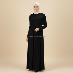 Vacanza calda lusso Abaya grigio colore semplice Abaya nuovo tradizionale islamico stile africano maniche traspiranti abito Dubai - Product Image 3