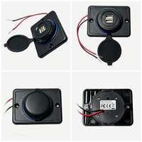 Stopkontak Charger Mobil USB Port Persegi Tahan Air 12V 24V untuk Motor, RV, Skuter Listrik
