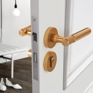 Amerikanischer Designstil Luxuriöse Schwarz-Gold-Graue Moderne Innentür Schwerlast-Aluminium-Türgriffe Türhebel mit Schloss - Product Image 2