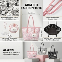 Bolsa de Mano de Lona con Diseño de Grafiti y Logotipo Personalizado al por Mayor: Bolsa de Hombro Estampada Ecológica y Estética para Mujer