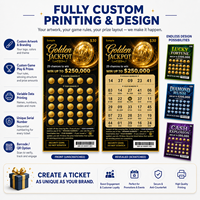 Billets de loterie à gratter personnalisés et cartes à gratter avec revêtement à gratter doré, feuille holographique et finition UV pour les tombolas