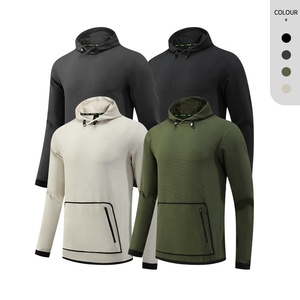 100% Polyester Hommes À Capuche Haute Qualité Zipper Poche Formation Causal Heavyweight Hoodie - Product Image 1