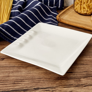 Assiette en céramique épaissie carrée blanche 8/10/12 pour steak de cuisine occidentale vaisselle jetable d'hôtel pour les fêtes - Product Image 3