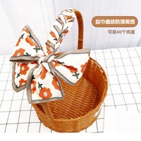 Cesta de Flores de Vime PE Artesanal OEM com Laço e Alça Portátil - Decoração para Casamento, Festa, Casa e Armazenamento de Presentes
