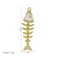 Pendentif en forme d'arête de poisson plaqué or 18 carats HD1092, micro-pavé de zircon, pour la création de bijoux et colliers DIY