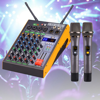 Console de mixage audio portable DSP 4 canaux, système sonore, USB BT 48V Phantom, microphone sans fil intégré, amplificateur de mixage DJ