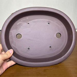 Chậu gốm Yixing kiểu cổ điển, hình oval đơn giản, không tráng men, đất sét tím, miệng nông, dùng trồng cây cảnh bonsai trong nhà, chậu hoa trang trí nhà cửa - Product Image 2