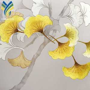 <span class=keywords><strong>Carta</strong></span> <span class=keywords><strong>da</strong></span> <span class=keywords><strong>Parati</strong></span> Murale Impermeabile Personalizzata <span class=keywords><strong>con</strong></span> Fiori di Loto, Foglie, <span class=keywords><strong>Alberi</strong></span> e Uccelli in Stile Chinoiserie per Soggiorno - Product Image 2