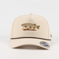 Casquette de baseball unisexe personnalisée à 5 panneaux pour sports de plein air, imperméable, perforée, avec cordon, chapeau de golf, aimant pour balle, 100% polyester, motif pois et fruits