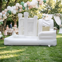 Château gonflable commercial blanc, combo château gonflable avec toboggan et piscine à balles pour mariage et fête en extérieur