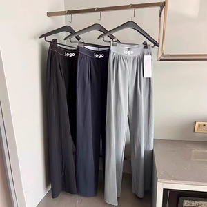 <span class=keywords><strong>Pantaloni</strong></span> da <span class=keywords><strong>donna</strong></span> in raso a vita alta, ad asciugatura rapida, traspiranti, vestibilità regolare, versatili, tinta unita, casual, a <span class=keywords><strong>gamba</strong></span> <span class=keywords><strong>larga</strong></span>, elasticizzati - Product Image 2