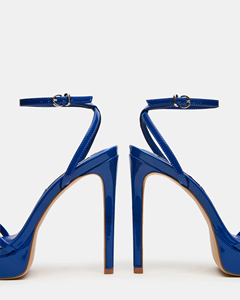 <span class=keywords><strong>Sandali</strong></span> con plateau in pelle verniciata blu royal da donna, con tacco a spillo e cinturino alla caviglia, perfetti per feste ed eventi eleganti. - Product Image 5