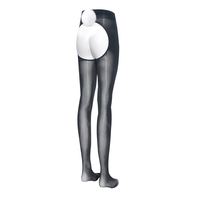 Collants brillants sexy à entrejambe ouvert pour femmes, avec pompon queue de lapin, combinaison brillante, coffret cadeau sexy