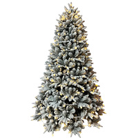 Sapin de Noël floqué 180 cm (6 pieds) – Arbre artificiel blanc givré dense avec pommes de pin pour la décoration des fêtes d'hiver