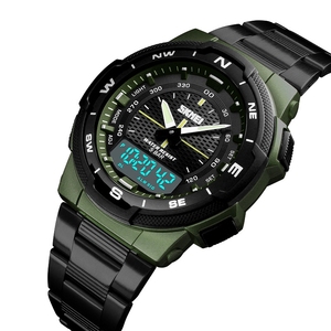Vente chaude Skmei Derniers Adolescents Skmei Multifonctionnel Double Temps Sports De Plein Air Étanche Bande En Acier <span class=keywords><strong>Montre</strong></span> Électronique Pour Hommes pour Garçons - Product Image 1
