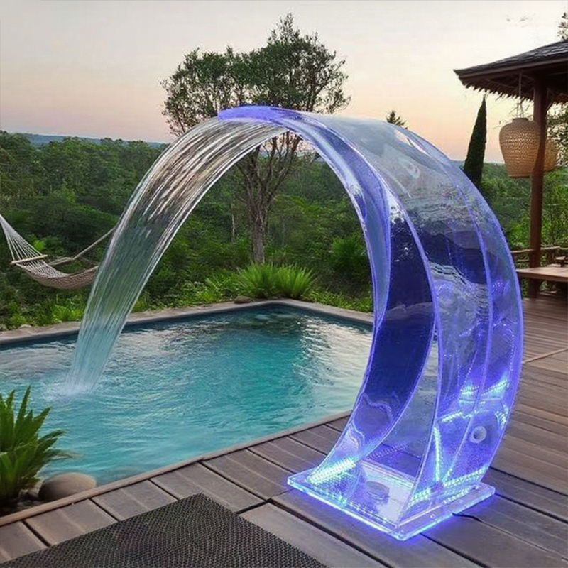 Water Faery Acrylic Swimming Pool Waterfall Shower with LED Lights and Massage Feature for Hotels Villas & Gardens