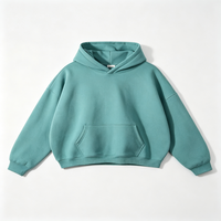 Sweat-shirt à capuche court et ample vert menthe avec logo personnalisé, épaules tombantes, vente en gros, streetwear décontracté