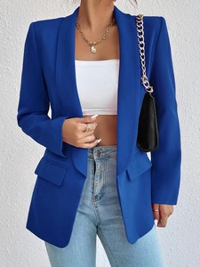 <span class=keywords><strong>Blazer</strong></span> minimalista color caramella da donna con tasche <span class=keywords><strong>in</strong></span> maglia a tinta unita - Product Image 6