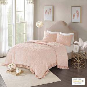 DB Tufted Cotton Chenille Medallion Fringe Coverlet Mini <b>Set</b> <b>Bedspreads</b> & Coverlets - Product Image 2