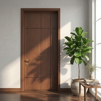 Porte de placard en bois massif avec verre rainuré noyer foncé pour chambre, dressing ou bureau ouvert