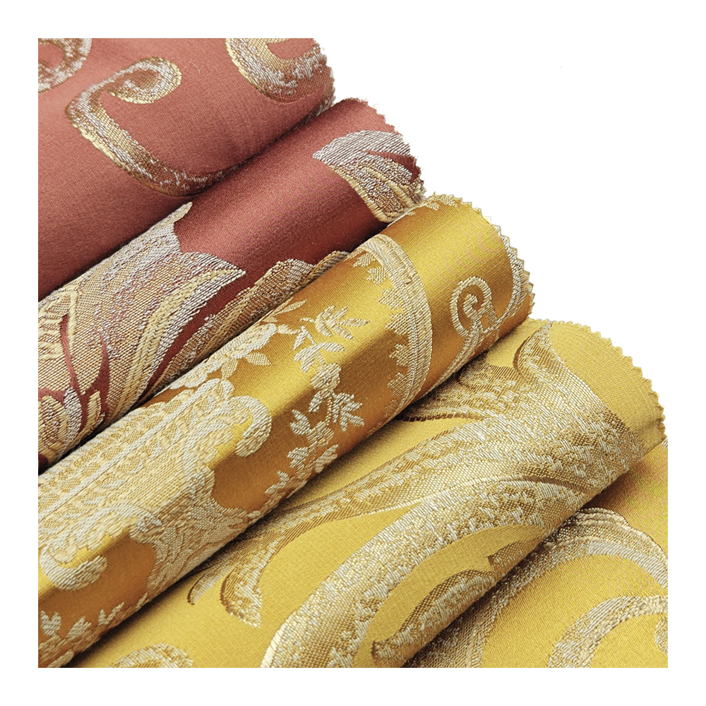 M&Y Royal Damask Silk Brocade Fabric Gold White Upholstery 280cm Table Cloth for Home Deco and Damask Curtain Fabric · image 1