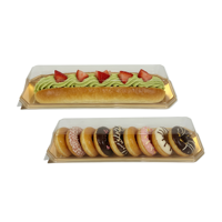 Boîtes à collation rectangulaires en plastique en gros pour bonbons, gâteaux, gaufres, crêpes, avec plateau de service doré et couvercle transparent