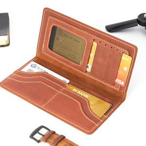 Unisex Brown <b>Long</b> Travel <b>Wallet</b> Genuine Leather Stone Pattern RFID Protection Card Holder Fold Closure - Product Image 1