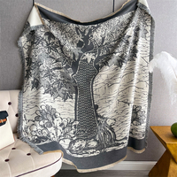 Marque conçu hiver épaissi cachemire écharpe pour femmes Double face forêt plante motif châle Imitation châles traditionnels