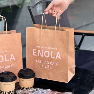 Bolsa de Papel Kraft Personalizada al por Mayor, Bolsa de Papel para Llevar Comida Rápida, Pastelería y Repostería, con Asa - Product Image 6