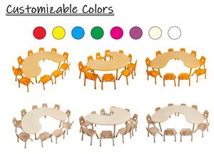 탁아소 가구 보육원 유치원 테이블 10 학생 반달 모양 어린이 테이블과 의자 - Product Image 5