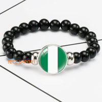 Bracelet perlé élastique noir drapeau du Liban, accessoire patriotique tendance pour hommes et femmes, best-seller