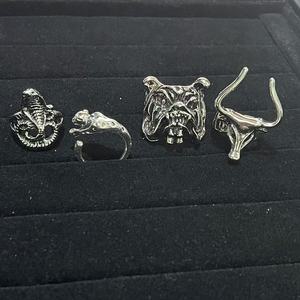 Bague ouverte réglable en alliage, style rétro punk <span class=keywords><strong>européen</strong></span>-américain, motif serpent, lézard, <span class=keywords><strong>chien</strong></span>, pharaon, exagérée et imposante, unisexe, électroplaquée - Product Image 3