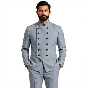 Costume formel homme Premium WARPRO INDUSTRY gris clair à col cranté, 2 pièces, anti-plis, veste à simple boutonnage assortie - Product Image 3