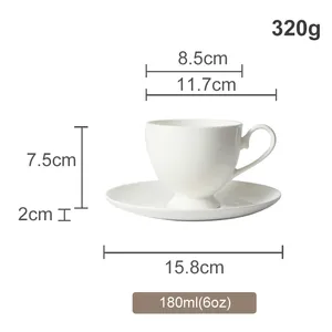 Factory Custom Printing/Logo Bone China Tea Cup And Saucer Set Ceramic Coffee Cup Cappuccino White Cups Custom Packaging Box