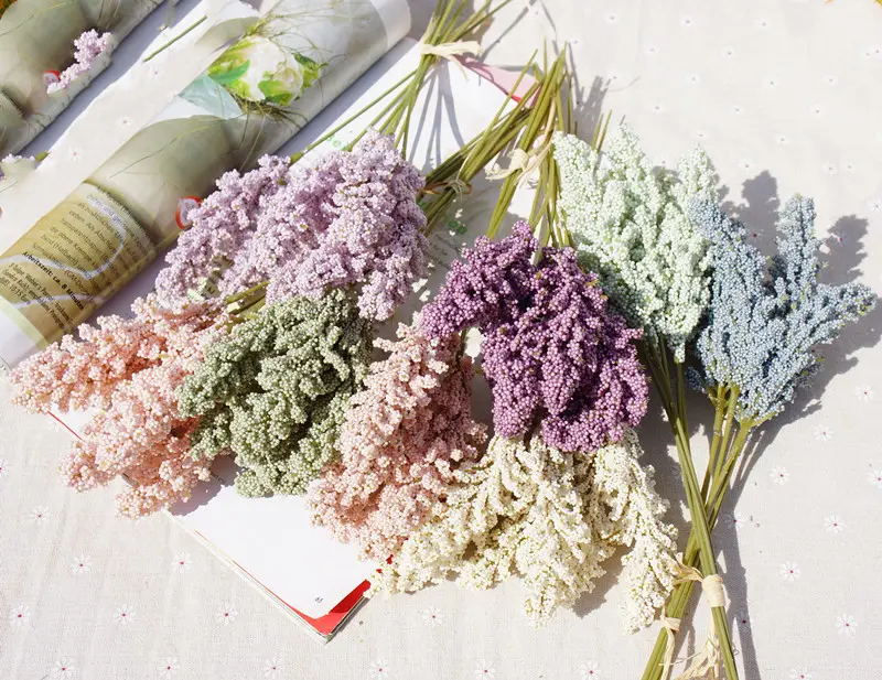 Factory Sale Artificial PE Lavender Flower Wholesale Plant Wall Decoration Bouquet Diy Vases Flowers for Wedding Home Decor