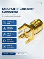 Connecteur RF femelle plaqué or Aurora Yu SMA205 pour PCB, fabriqué en Chine, emballé en plateau pour la communication sans fil