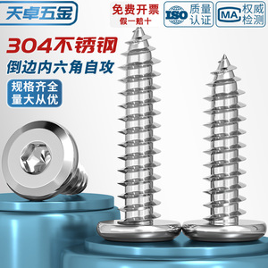 304 Stainless Steel Tapping Screws Hex Socket Head M2 M3 M4 M5 M6 M8 Metric Wood Furniture Grade A - Product Image 4