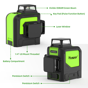 <span class=keywords><strong>Huepar</strong></span> <span class=keywords><strong>903CG</strong></span>-batería de litio recargable, 12 líneas de Cruz 3D, Nivel láser giratorio, alta visibilidad - Product Image 2