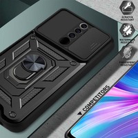 Coque de téléphone portable avec anneau magnétique, protection de l'appareil photo, protection contre les chocs, armure pour REDMI NOTE 8 PRO