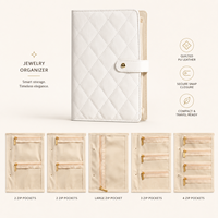 Organisateur de bijoux en cuir PU de luxe, amovible, portable, pour bagues, boucles d'oreilles, colliers, idéal pour les voyages
