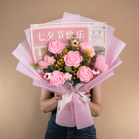 Buket lucu ornamen rajutan buket bunga rajutan buket bunga mawar buatan