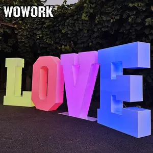 2024 WOWORK personalizado impermeable exterior enviar playa RGB 3D gran plástico sólido acrílico carta para decoración de escenario de fiesta