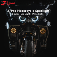 Feux auxiliaires de moto JPAD J7Pro LED, lumière halo 6 couleurs, luminosité réglable, 9900LM, super lumineux, 180W, 12-15V, 3 lentilles, projecteur