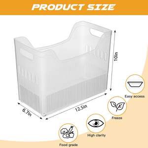 ตะกร้าเก็บของทรงสี่เหลี่ยมใส ผลิตจากพลาสติก PP เป็นมิตรกับสิ่งแวดล้อม ความจุ 10-20 ลิตร สำหรับจัดระเบียบของใช้บนโต๊ะทำงาน - Product Image 2