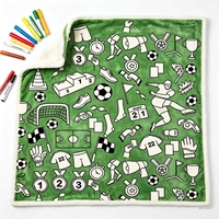 Couverture à colorier sur le thème du football, 100% polyester, lavable, en polaire, activité artistique éducative, cadeau pour garçons et filles