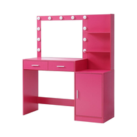 Coiffeuse moderne en bois sur mesure avec miroir de maquillage, 2 grands tiroirs, organisateur à 3 niveaux et 3 éclairages réglables