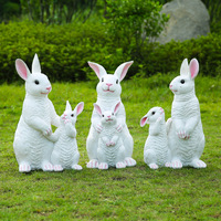 Grande Sculpture de Lapin Artificiel Pâques Modèle Mère et Enfant pour Jardin Extérieur et Cour – Décoration Paysagère