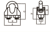 DIN741 Galvanized Malleable Iron Wire Rope Clip, U-Bolt Cable Clamp for Wire Rope Fixing, Rigging Hardware Factory Wholesale